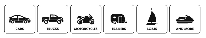 We accept all types of vehicles: cars, trucks, motorcycles, RVs, boats, campers, trailers and more!